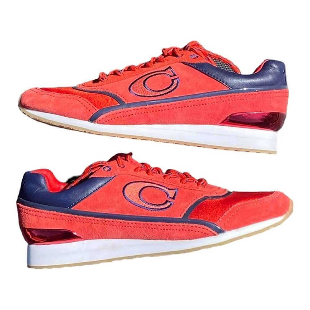 COACH 1941 Rosie Red Blue Suede Leather Runner Athletic Sneaker Women's 6.5M - Picture 1 of 12